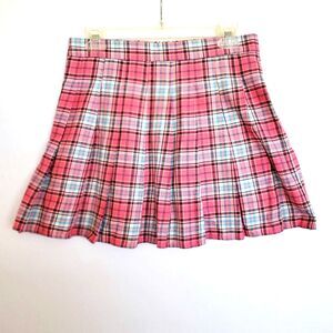 Velorella Teen Skort Medium NWT Pink Plaid Pleated Tartan School Y2K Girlhood